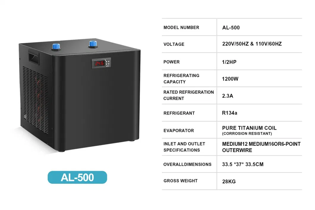 High Quality 1/2 HP Portable Water Chiller Accessories with Logo