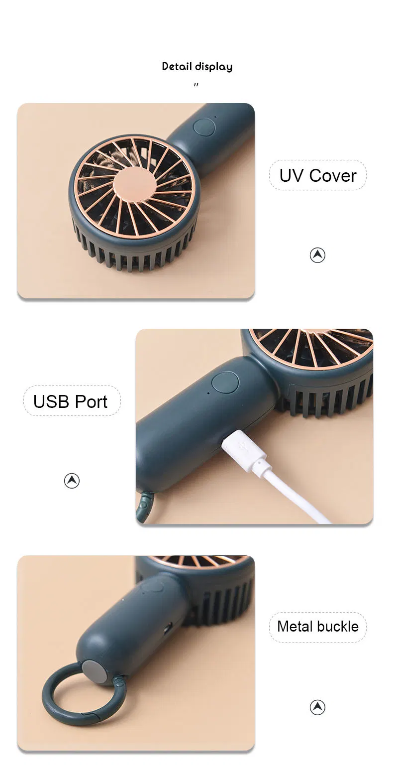 3 Speed Quiet Small Handheld Portable Electric Fan Stand Desk USB Fan