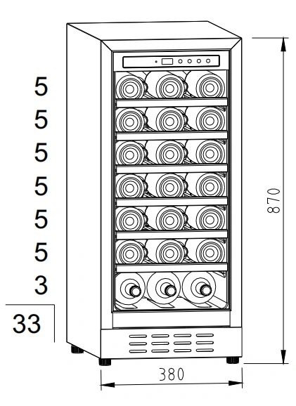 New Design Modern Wine Bottle 33-Bottles Wine Cooler