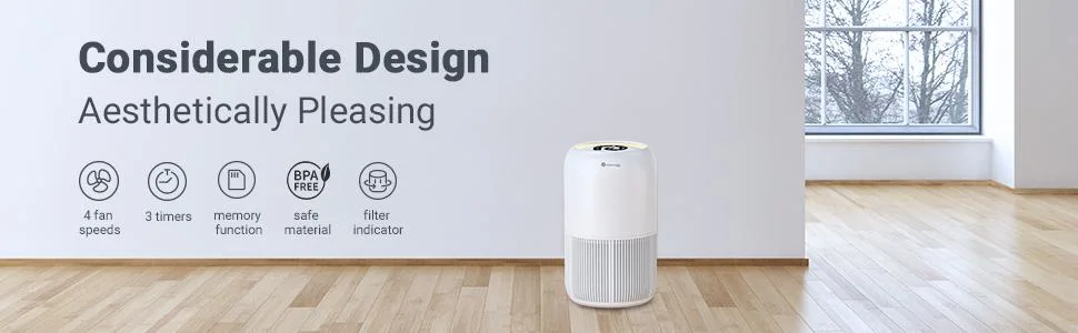 2022 Mei Awarded Sliver Award Winners Household Home Portable Ture HEPA Filter Air Purifier with Child Lock Sleep Mode for Pollen/Pet