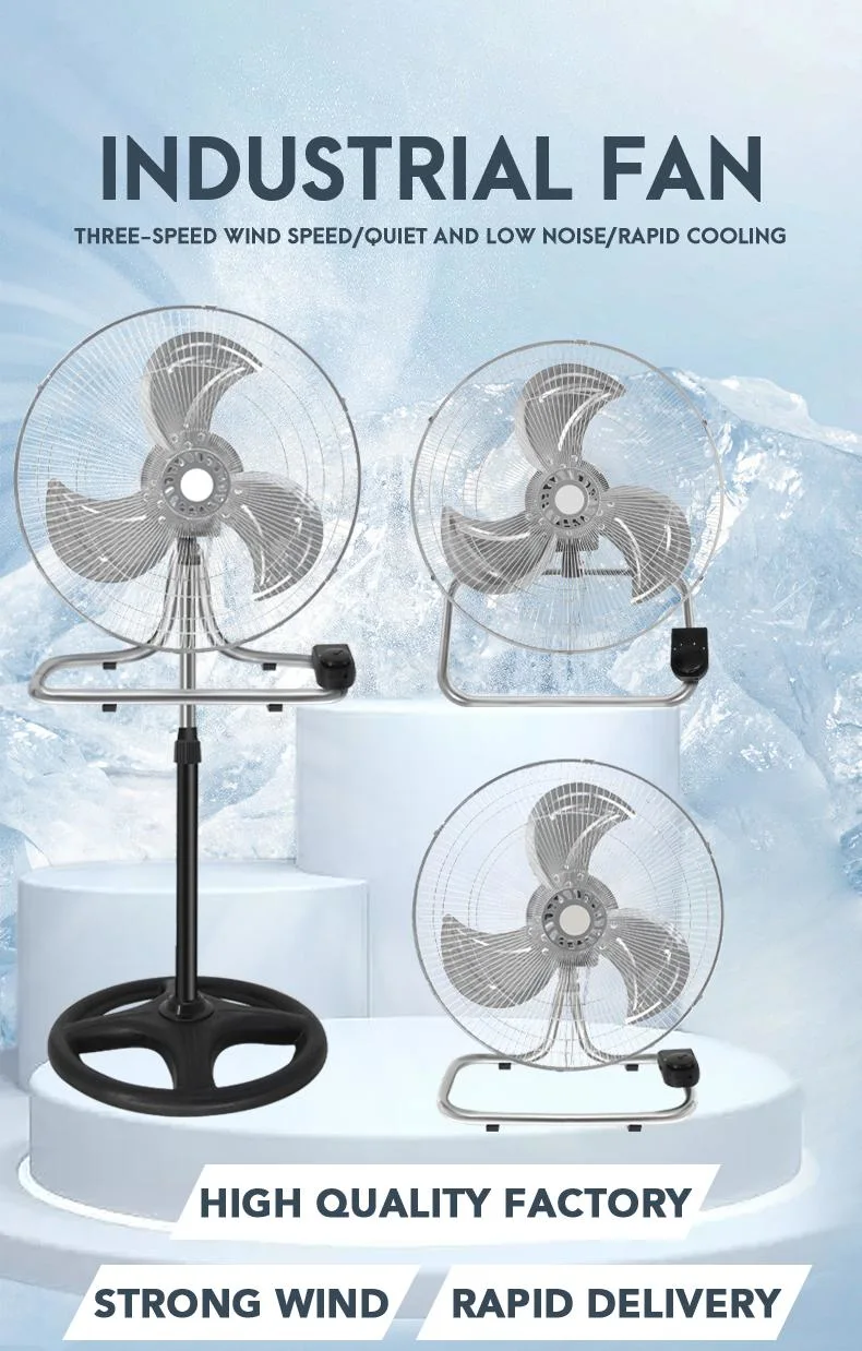 18 Inch 3 in 1 Industrial Pedestal Fan High Speed Air Cooling Industrial Standing Fan