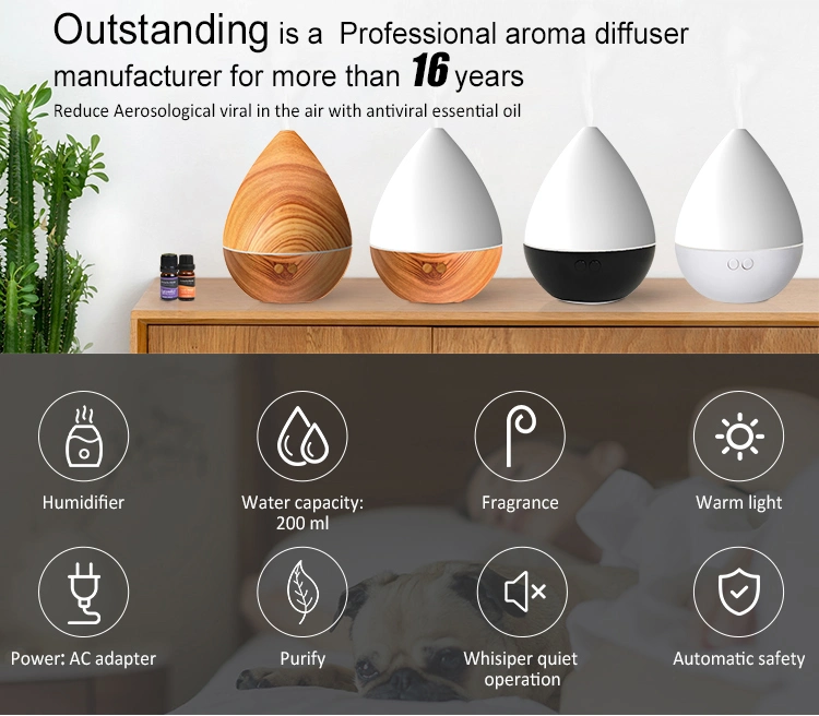 Portable 200ml Humidifier USB Smart Oil Air Diffuser Humidifiers Ultrasonic Aroma Diffuser