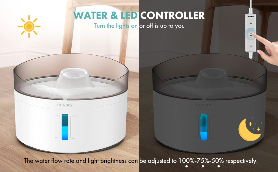 New Design Large Capacity 5L Intelligent Dog Water Fountain Automatic Pet Water Fountain with Controllable LED Water Pump