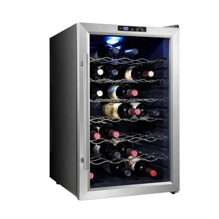 Candor Custom 28 Bottles Stainless Steel Frame LED Display Thermoelectric Wine Chiller Fridge Refrigerator