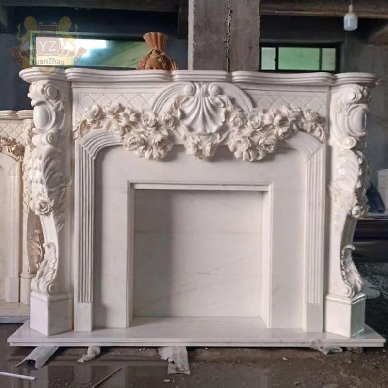 Hot Selling Beautiful Stone Carved Cheap Cultured Marble Fireplace Mantel