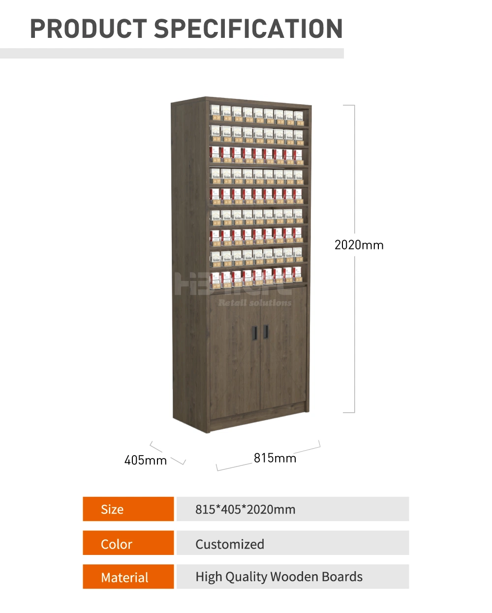 Wooden Shelf Rack Supermarket Convenience Store Cigarette Cabinet