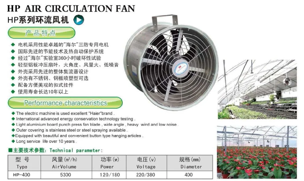 Greenhouse Stainless Steel Circulation Fan Stainless Steel Air Circulator