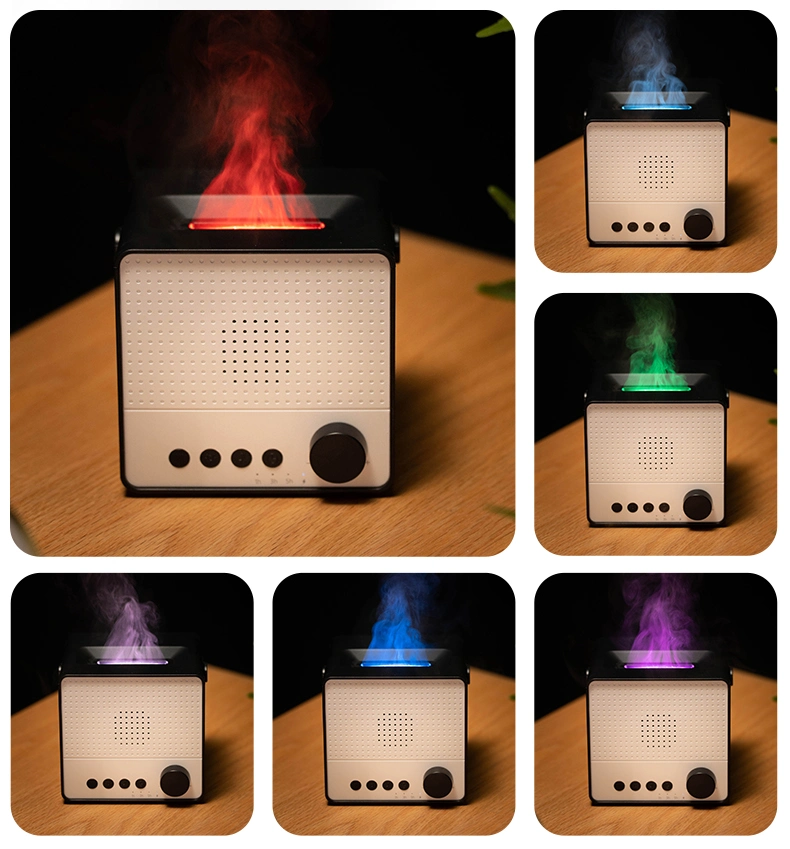 Creative Simulation of Colorful Flame Diffuser Wireless Smart Bluetooth Speaker Household Fog Humidifier