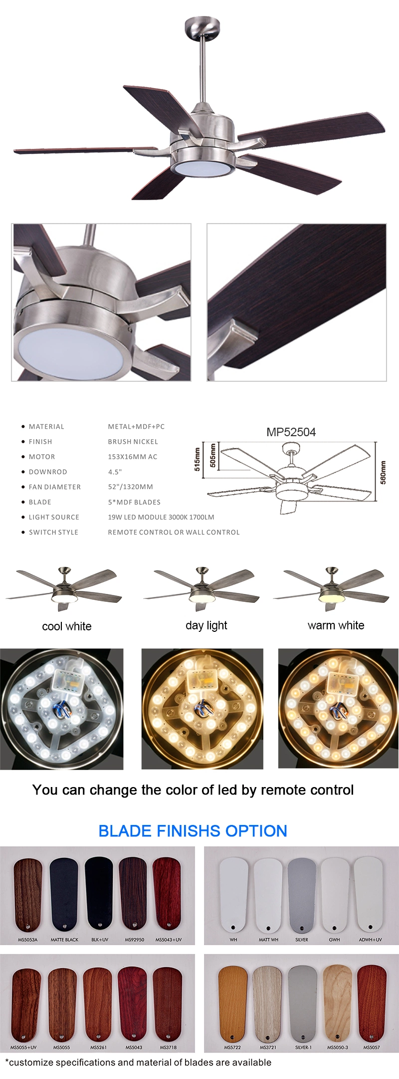 Wholesale Decorative Ceiling Fan with Downward Airflow Energy Saving Ceiling Fan Low Profile Smart Ceiling Fan Cooling Fan