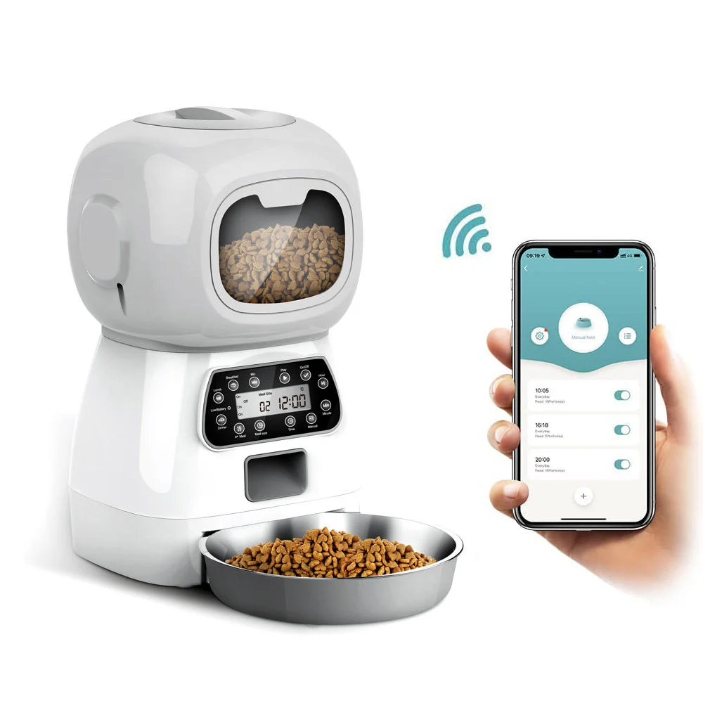 Smart Robot Bowls Food Dispenser Timed Auto Voice Playback WiFi Pet Feeder