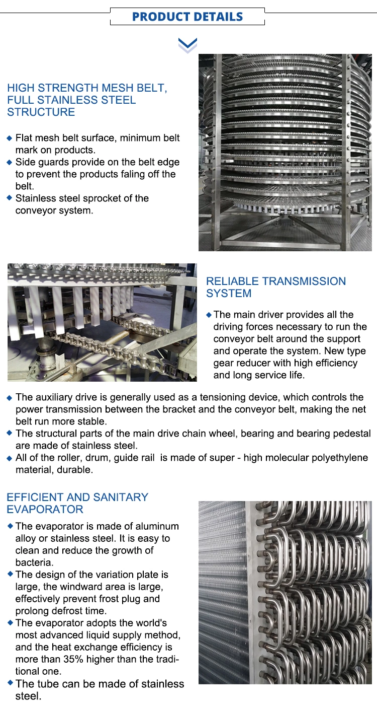 Direct Factory New Customized Spiral Freezer/IQF/Quick Freezer for Fish Fillet Meat/Shrimp/Poultry/Bakery/Pastry with CE/SGS Certificate