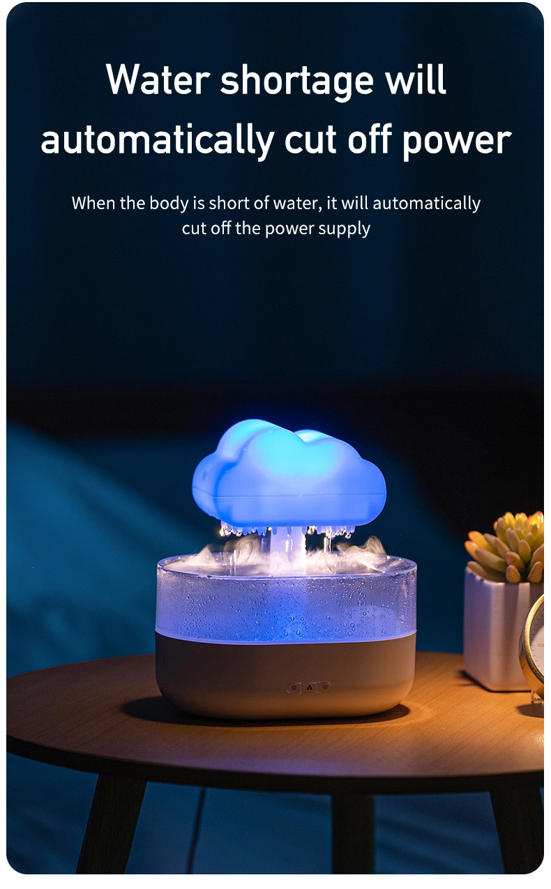 Rain Cloud Humidifier 200ml Water Drops Colorful 7-Color Light Essential Oils Aroma Diffuser