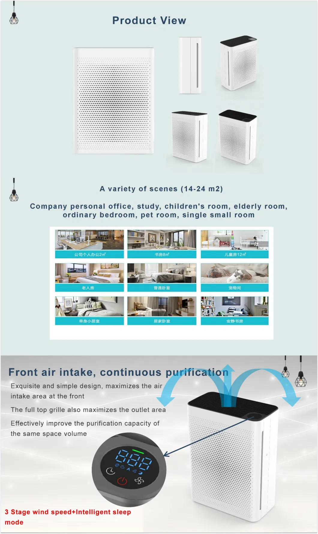 2021 Newhome Smart WiFi Air Purifier HEPA Olansi Desktop Air Cleaner