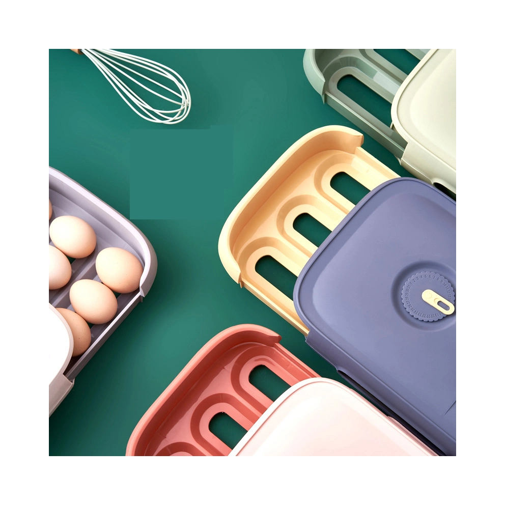 Refrigerator Eggs Convenient with Lids Drawer Type Food Organizer Tray for Fridge Boxes Container Plastic Egg Storage Box