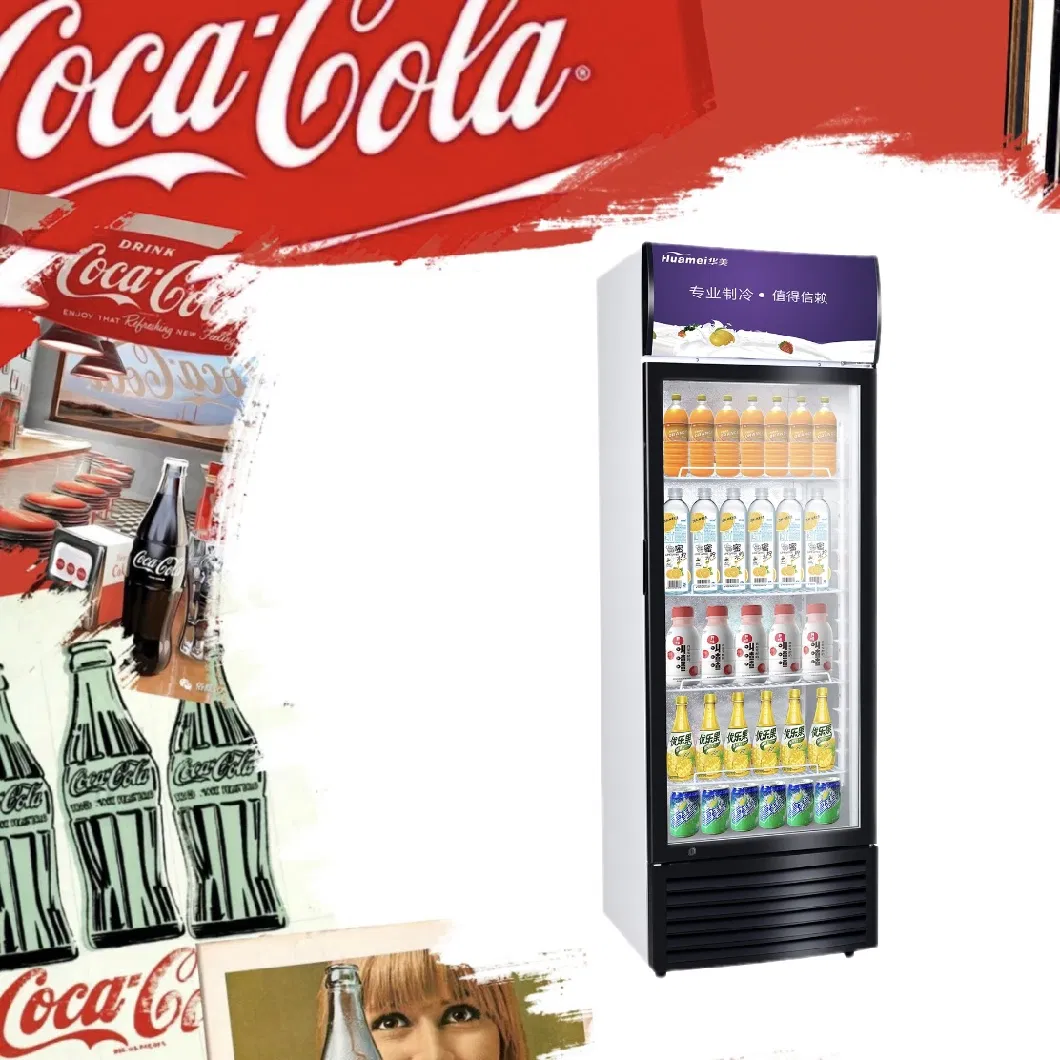 Single Glass Door Upright Cooler Beverage Refrigerator Coca Cola