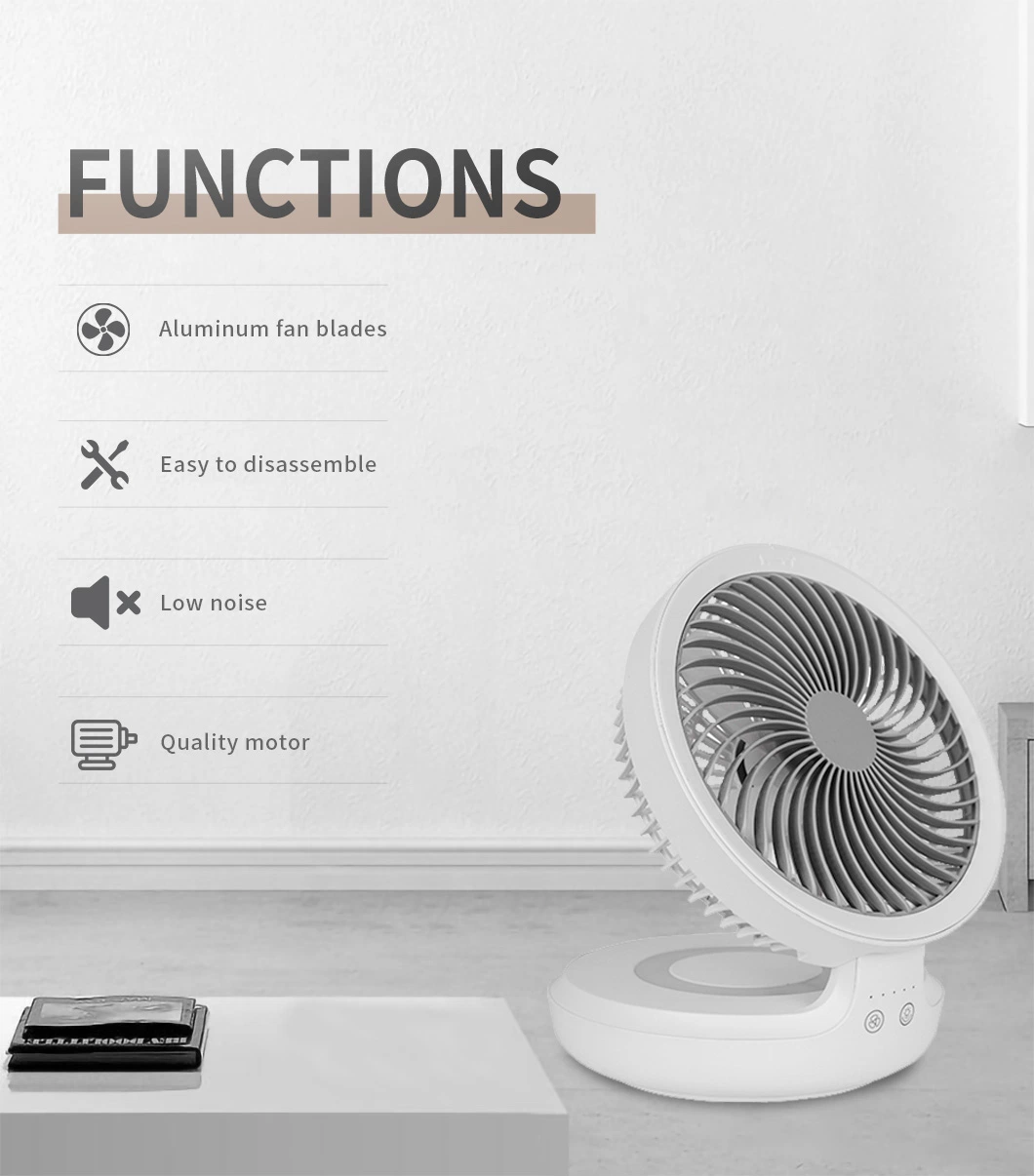 Trending Products AC DC Electric Rechargeable Power Table Fan Portable Mini Desk Table Fan