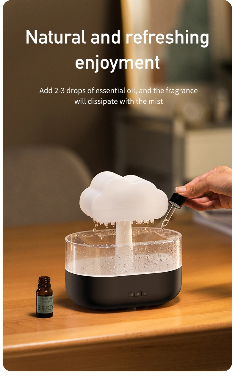 Rain Cloud Humidifier 200ml Water Drops Colorful 7-Color Light Essential Oils Aroma Diffuser