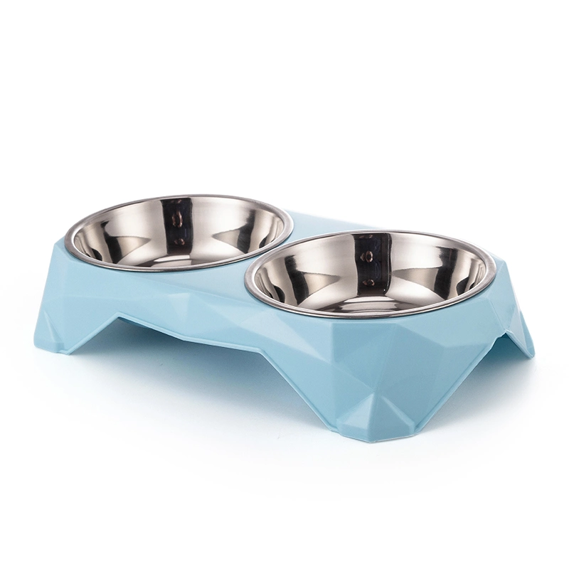 Tc3005 Double Pet Plastic Stainless Steel Bowl Dish &amp; Feeders for Dog Cat