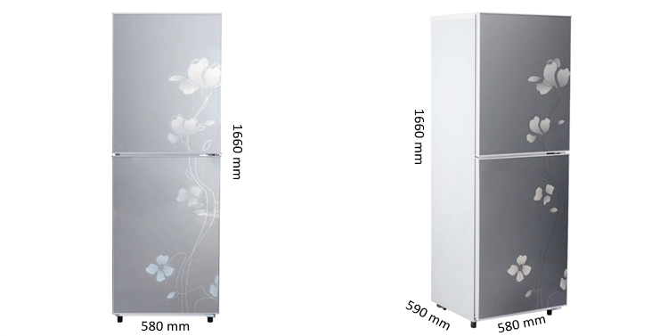 DC 12V Double Glass Door Bottom 270 Liters Solar Refrigerator Fridge