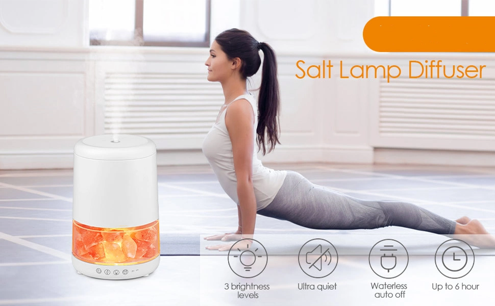 Ambient Lighting Adjuatble Himalaya Salt Lamp 300ml Aroma Humidifier Diffuser for Tabletop Home Using Soothe Mood