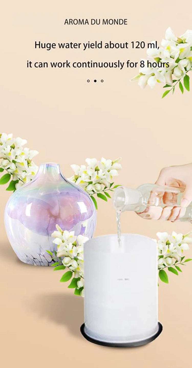 120ml Aromatherapy Art Glass Portable Ultrasonic Cool Mist Essential Oil Aroma Diffuser Luxury Home Scent Diffuser