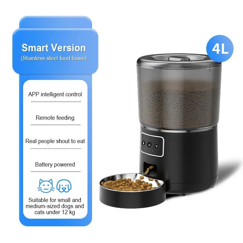 Easy to Assemble Automatic Pet Feeder with HD 1080P Camera with WiFi Function to Control Dog Cat Food Bowls Dispenser New Smart Feeder