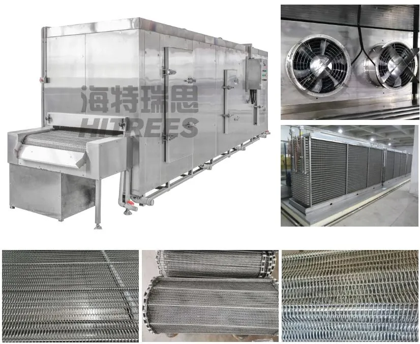 Hitrees Directly Supply Belt Individual Quick Freezing Machine Tunnel IQF Freezer Fluidized Tunnel Blast Freezer for Fruits Vegetables Seafood Shrimp Fish