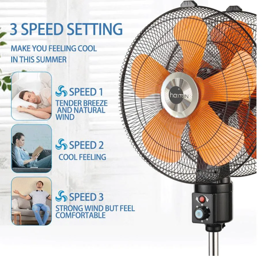 Outdoor Pedestal Oscillating Stand Fan with 2 Sides and 2 Blades.