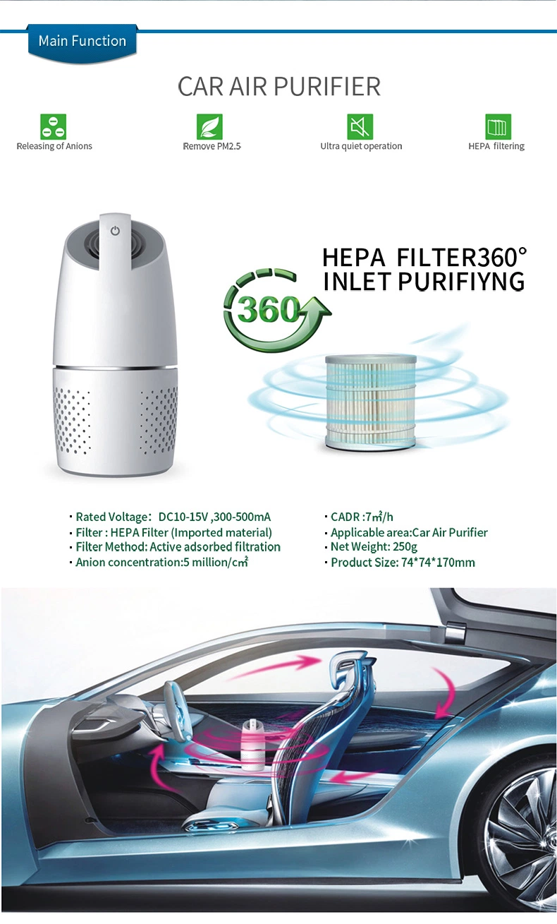 Travel Conditioned Air Ionizer Office USB Air Purifier for Car