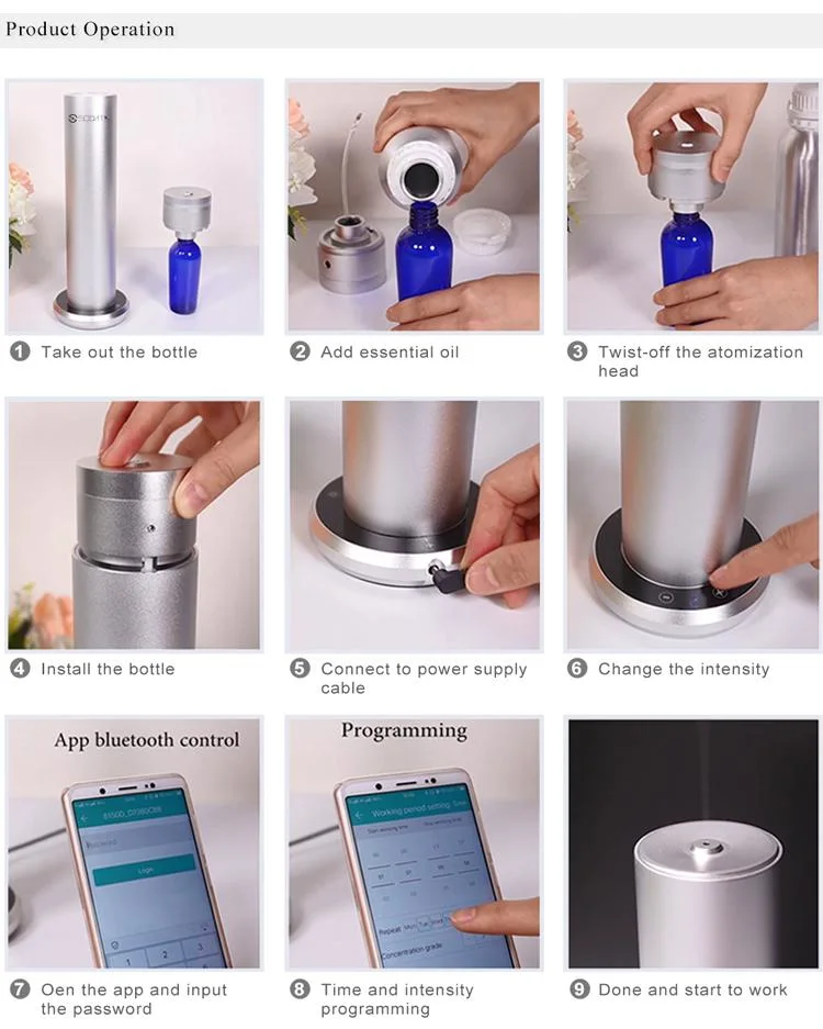 Scenta Private Label Smart Bluetooth Fragrance Nebulizer Oil Diffuser Machine Automatic Nano Cool Mist Aroma Diffuser for Home