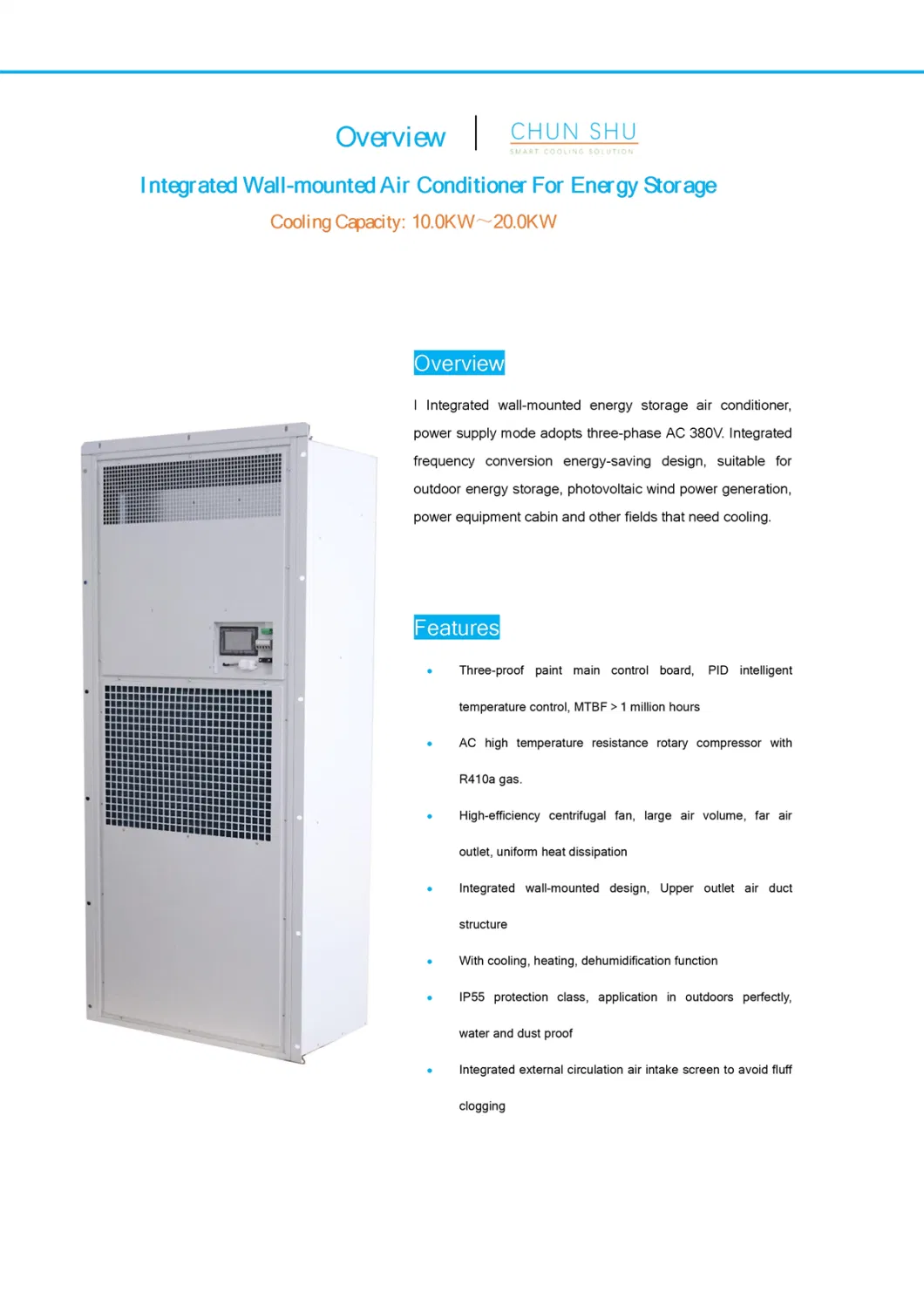 15kw Wall Mounted Integrated Air Cooling Unit Air Conditioner for Energy Storage System