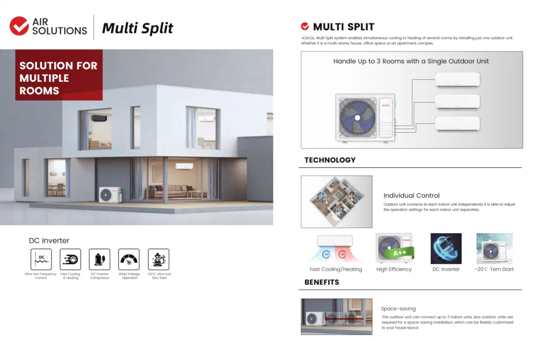 Glass Panel Mini Split Wall Air Conditioner