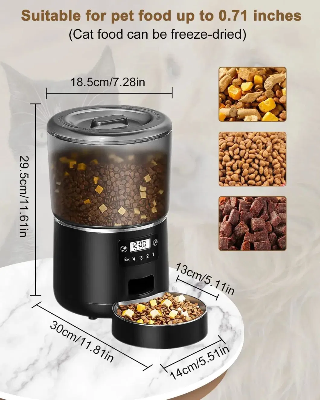 Easy to Assemble Automatic Pet Feeder with HD 1080P Camera with WiFi Function to Control Dog Cat Food Bowls Dispenser New Smart Feeder