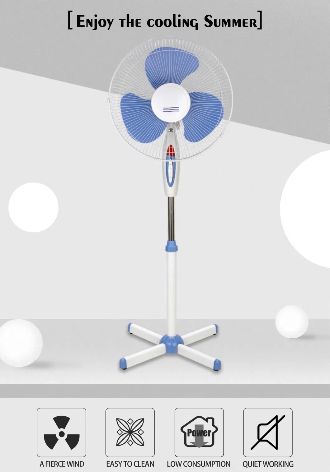 16&prime; &prime; Stand Fan with Oscillating, Height Adjustable 3 Speed Control Pedestal Fan