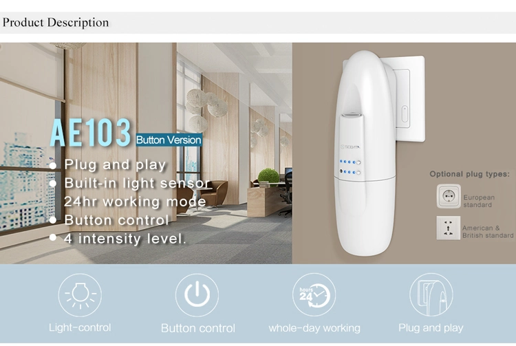 Scenta Room Automatic Air Freshener Machine Waterless Essential Oil Wall Plug in OEM Aroma Diffuser