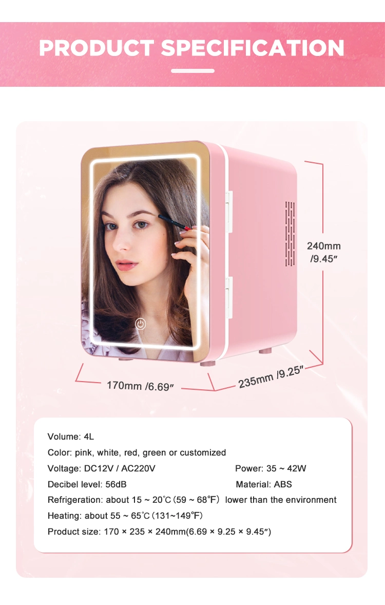 Hot Sale 12V Portable Beauty Skincare Makeup Fridge with Mirror Car Home Dual Use