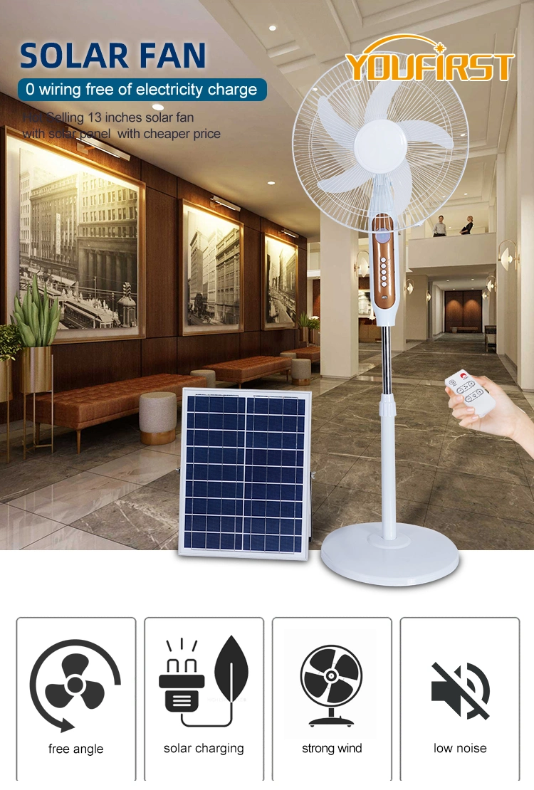 Factory Wholesale Price Adjustable up and Down Cooling Fans with Solar Panel Electric Floor Stand Fan