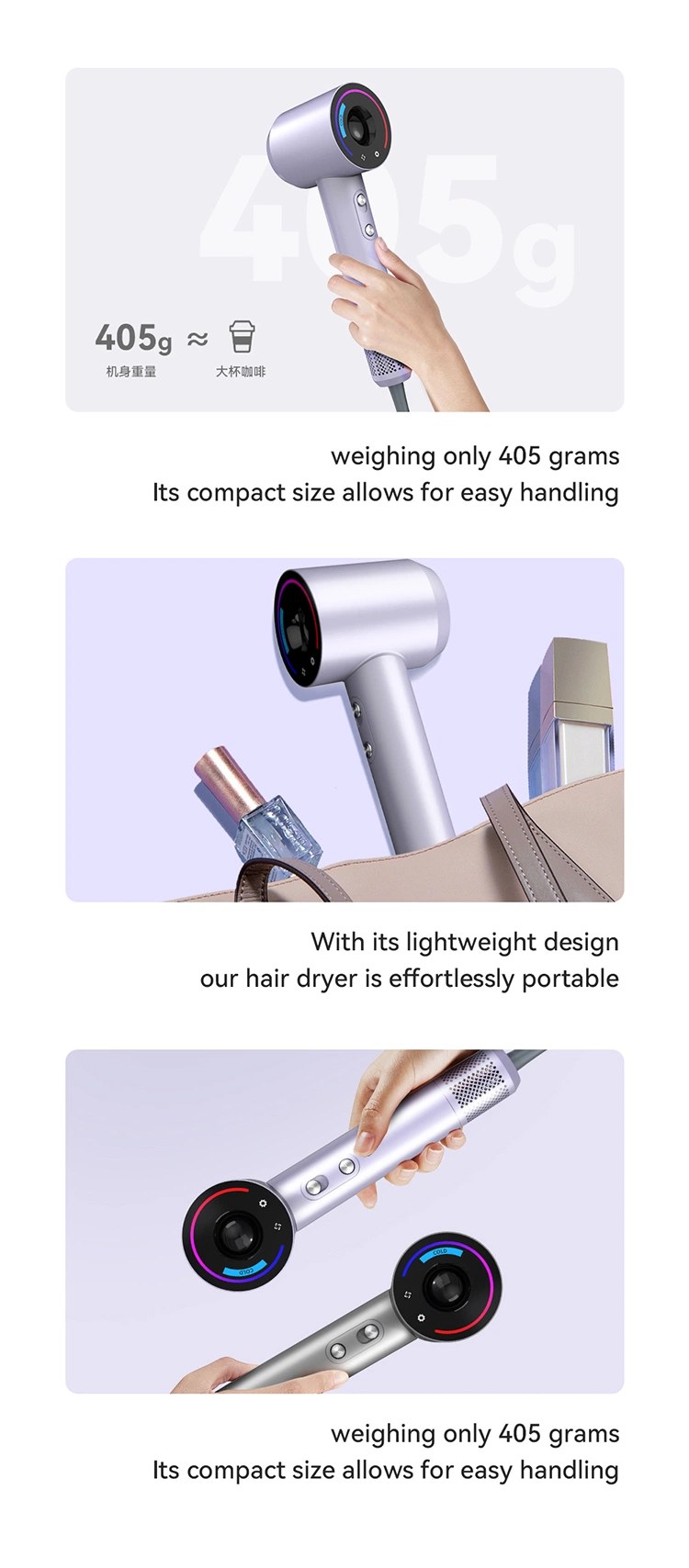 Ionic Hair Dryer 1600W LED Smart PRO Salon Blow Dryer