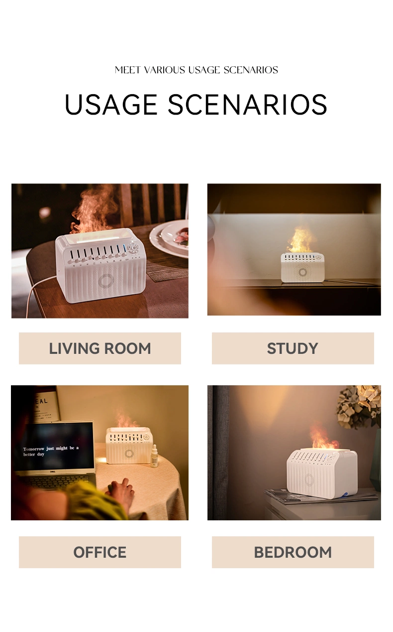 Portable Colorful Cool Mist USB LED Room Fire Flame Humidifier Aroma Essential Oil Diffuser