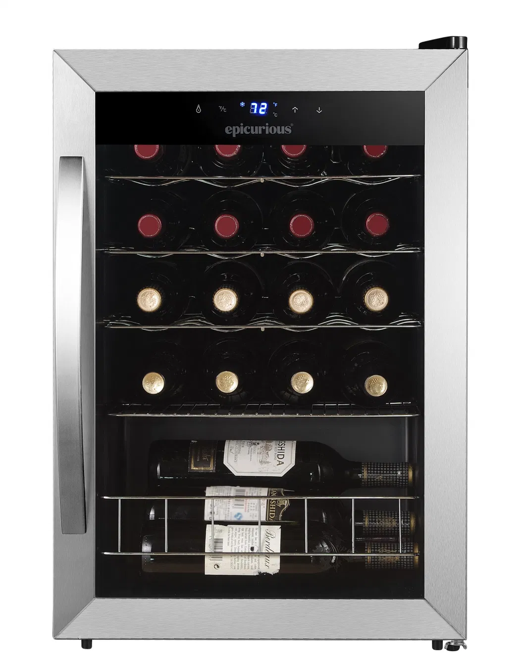 OEM Custom Stylish Full Glass Design Compressor 19 Bottle Wine Chiller Wine Cooler Refrigerator Appliance