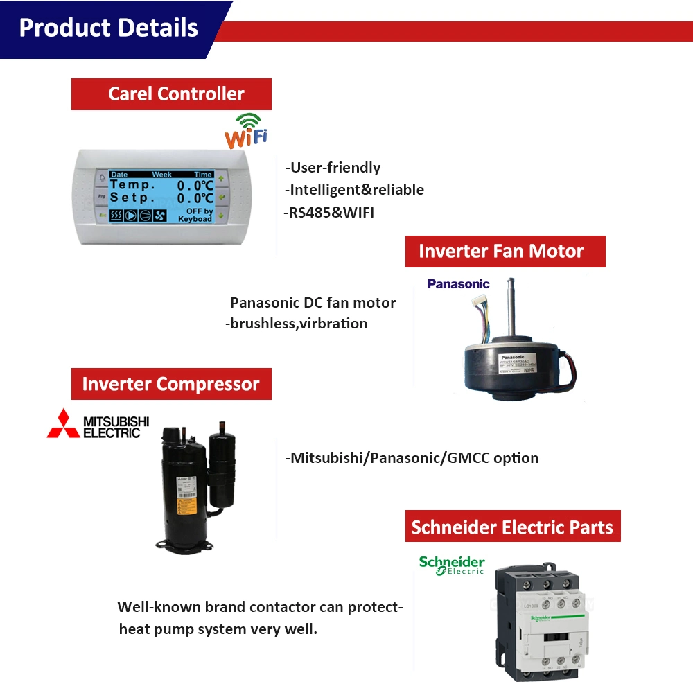 DC Inverter Swimming Pool Heat Pump Water Heater with High Quality R32 Refrigerant