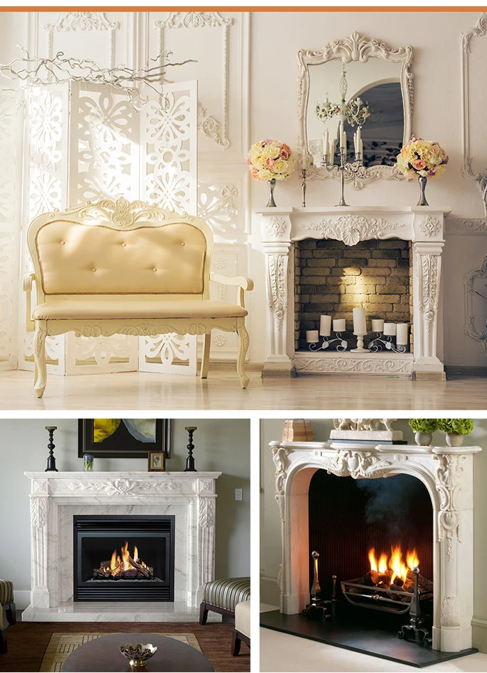 Modern Simple Classic Style White Limestone Marble Fireplace Mantel for Europe Market