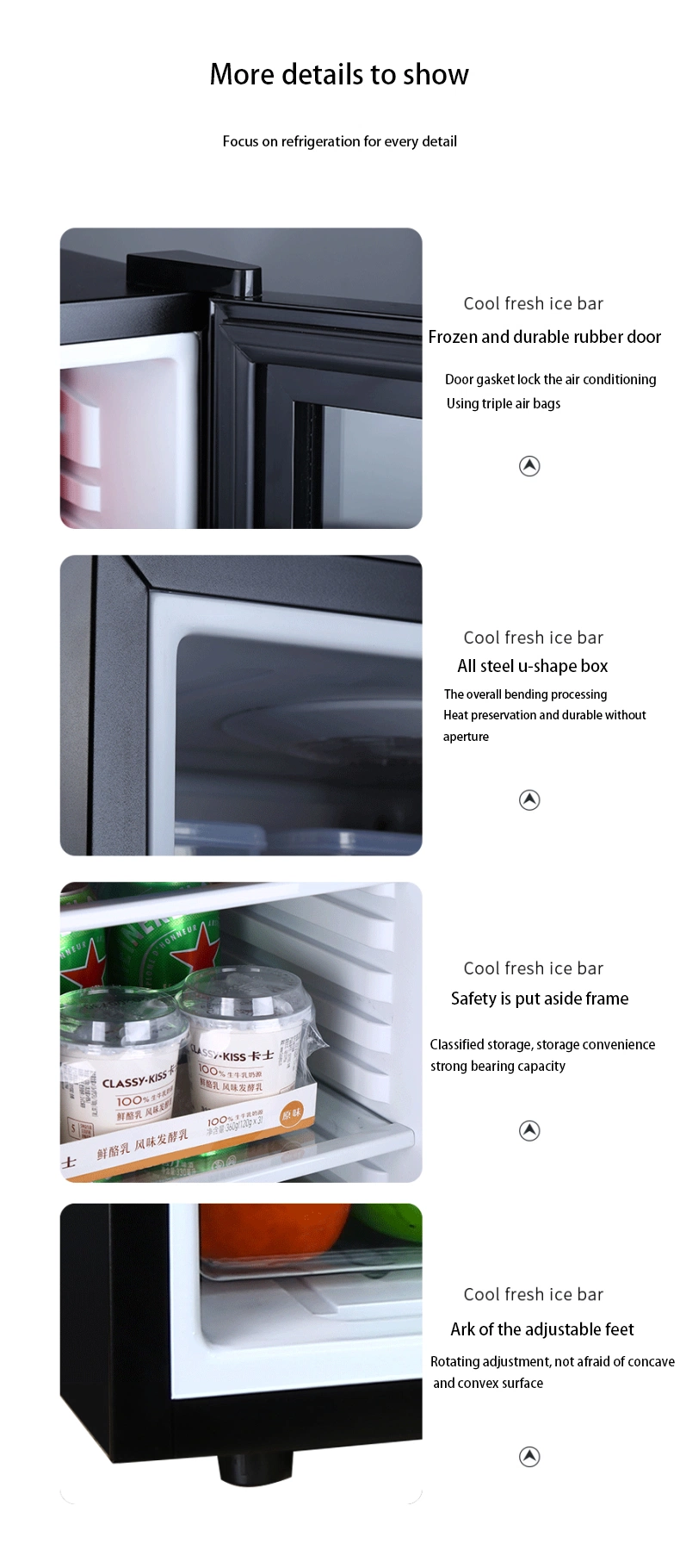 Absorption Feature Silent Running Cosmetic Mini Refrigerator with Glass Door