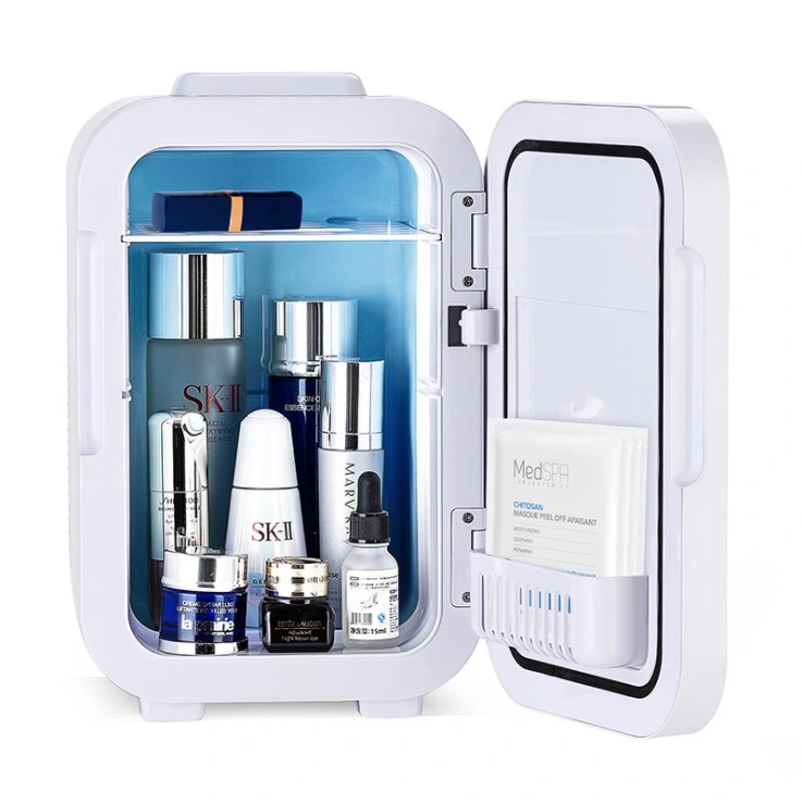 4L Portable Cosmetic Refrigerator, Mini Makeup Fridge, Glass Panel and LED Lighting, Cooler/Warmer Freezer