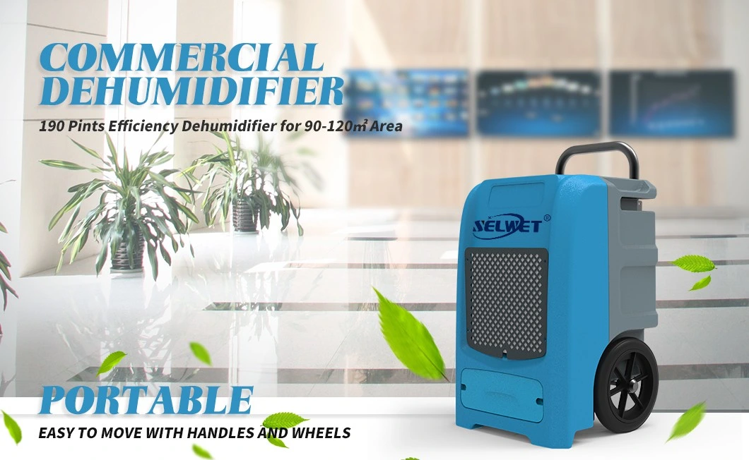 Greenhouse Small Commercial Portable 90L Per Day Air Dehumidifier with Handles