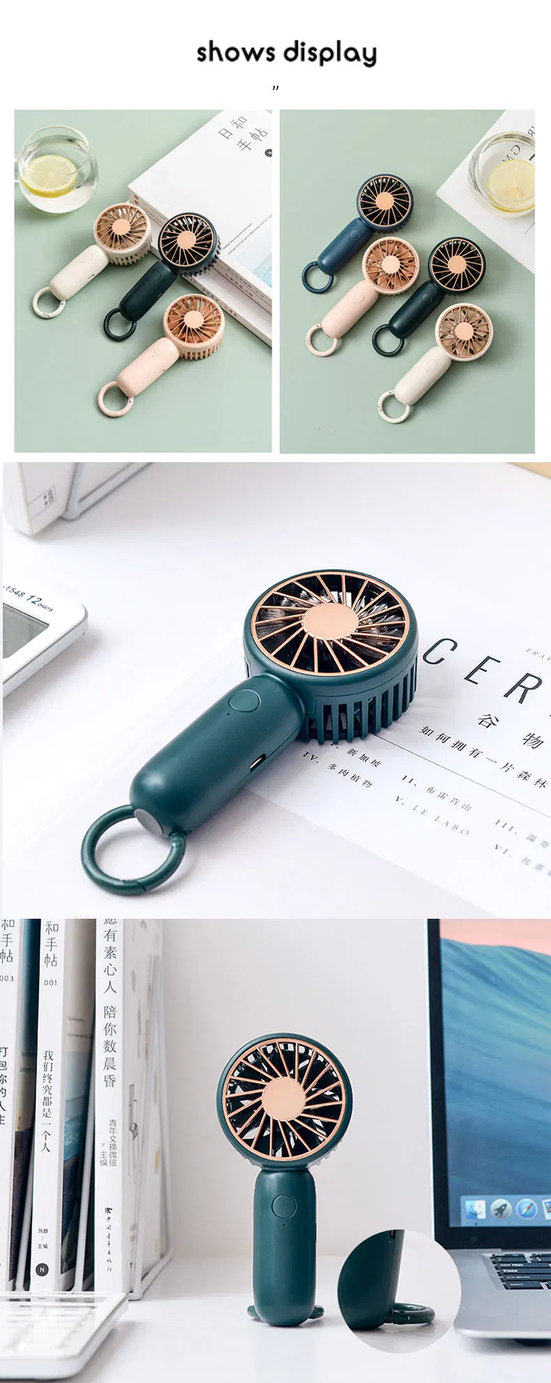 3 Speed Quiet Small Handheld Portable Electric Fan Stand Desk USB Fan