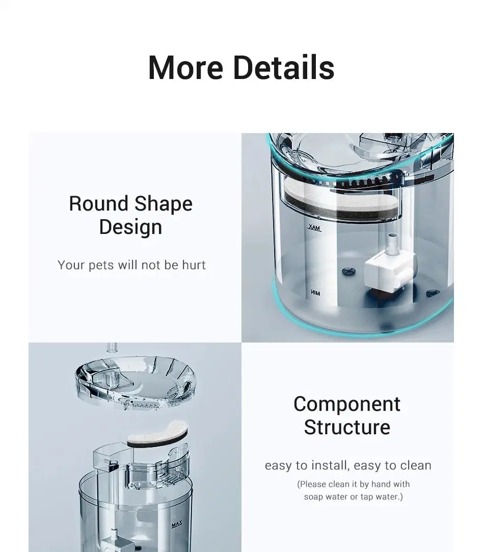 Minimalist Pet Care 2L Capacity Fully Transparent and Detachable Pet Water Dispenser Safe and Practical Cat Dog Water Fountain