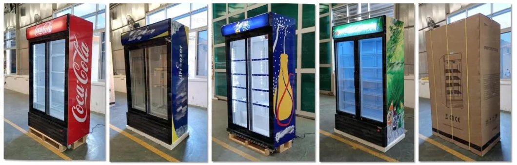 Apex Commercial Upright Double Glass Doors Cold Coke Display Fridge