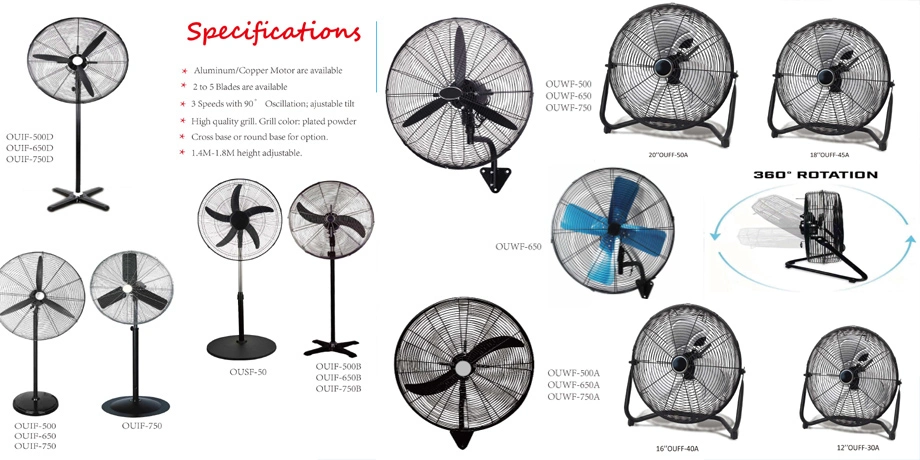 Factory Wholesale Heavy Duty Powerful Stable Industrial Cooling Stand Fan