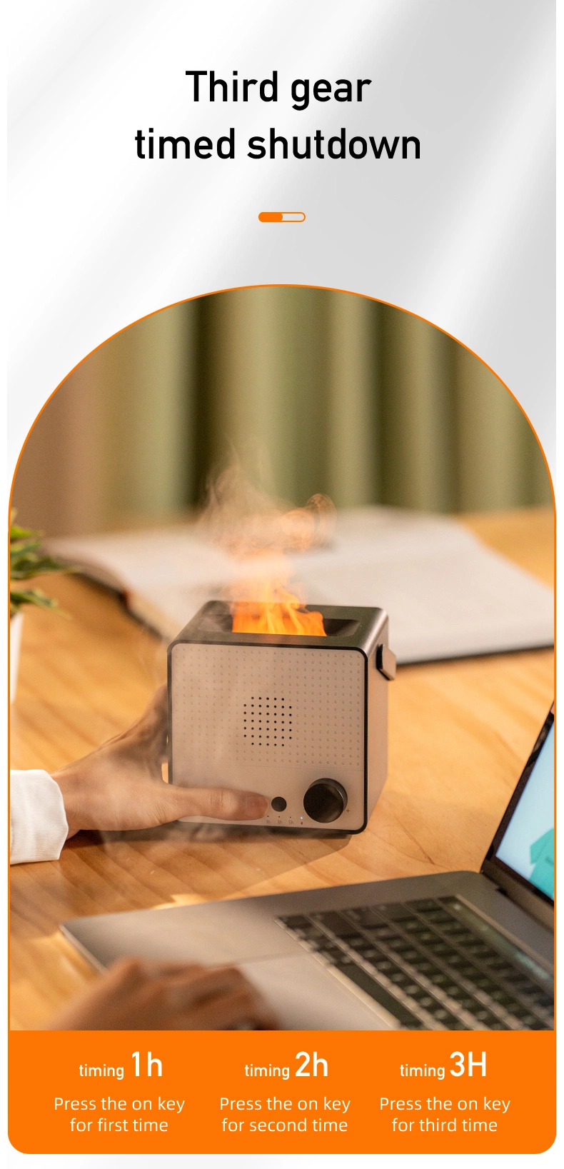 Creative Simulation of Colorful Flame Diffuser Wireless Smart Bluetooth Speaker Household Fog Humidifier